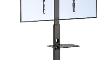 BONTEC Soporte TV Ruedas para Pantallas de Plasma/LCD/LED de 30-70 Pulgadas hasta 40 kg, Soporte TV Suelo con 6 Ajustes de Altura Ajustable de Vidrio