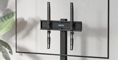 BONTEC Soporte TV Pie para Pantallas de 26-55 Pulgadas LED/LCD/Plasma/Curva/Plana, Soporte Pie TV con Gestión de Cables, Soporte Mesa TV Giratorio &...