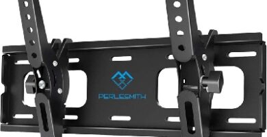 PERLESMITH Soporte TV Pared con Inclinación sin Herramientas, Soporte Television Pared Inclinable para la Mayoría de Televisores Planos & Curvos de 26-65 Pulgadas, hasta 60 kg, VESA máx. 400 x 400 mm
